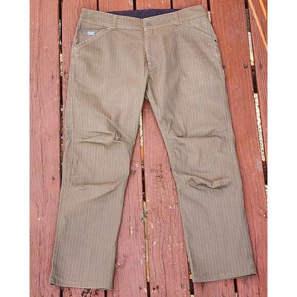 Kuhl Mens Pants Patina‎ Dye Outdoor Tan Casual work  Pin striped 38x32” - Picture 2 of 16
